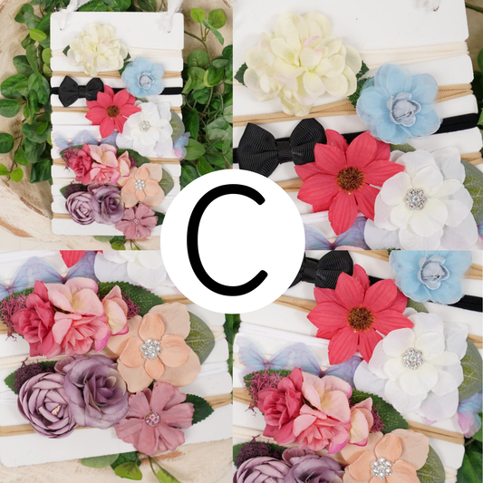 Newborn Headbands with Headband Board Keepsake Set C